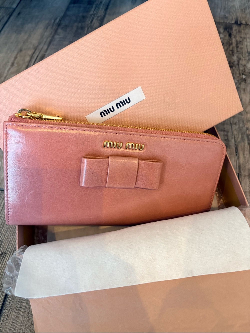 Miu Miu Prada Vitello Shine F Continental Zip Wallet NWT
